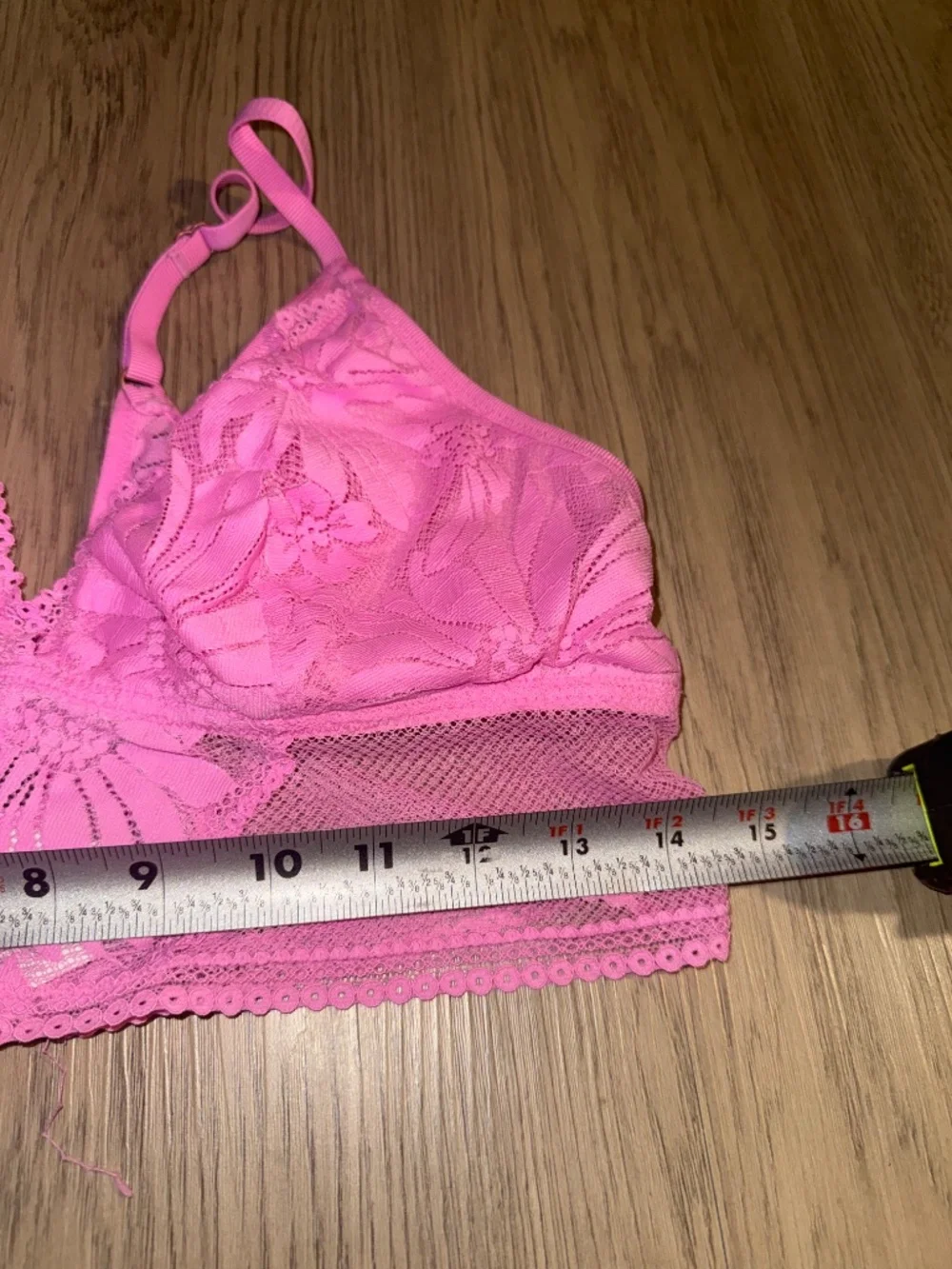 Aerie Real Good Hot Pink Floral Lace Lightly Lined Longline Bralette Large